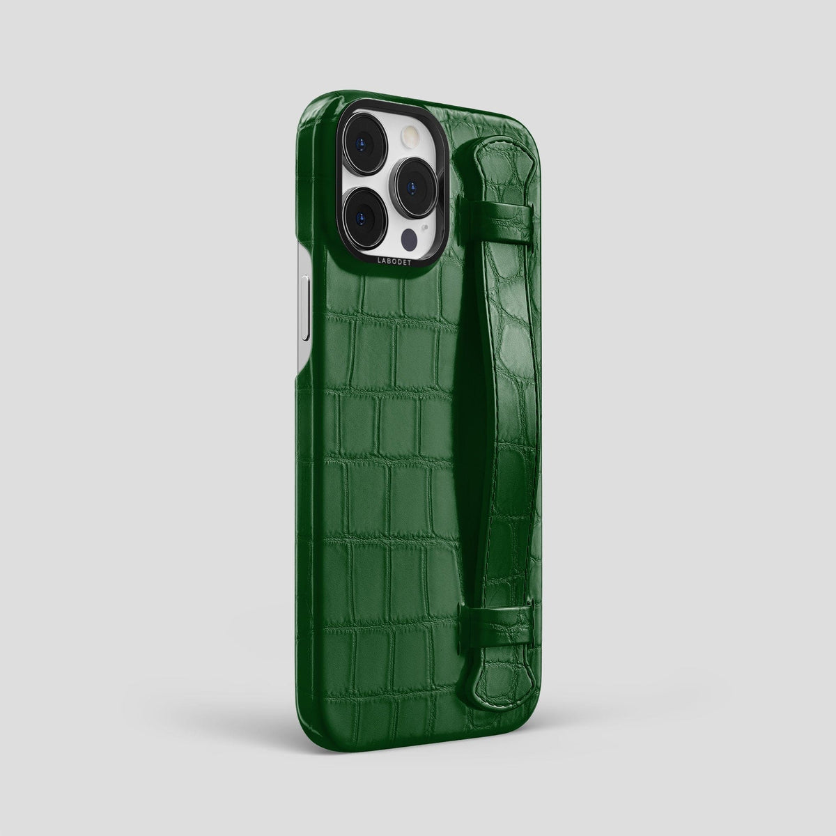 Forest-Green iPhone 14 Pro Max Strap Case Alligator with Black Metal -2 | Forest-Green-Black