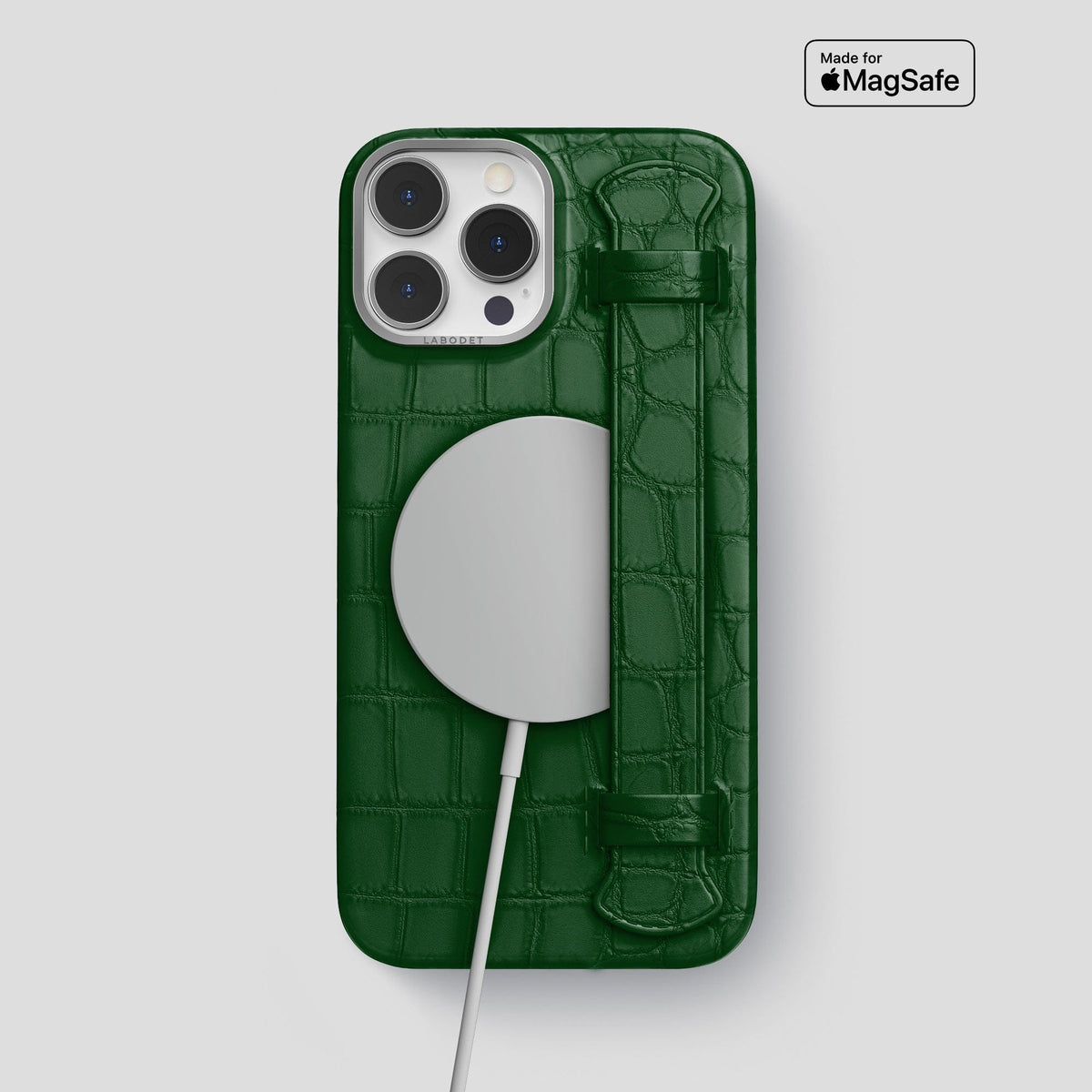 Forest-Green iPhone 14 Pro Max Strap Case Alligator with Steel Metal -4 | Forest-Green-Steel
