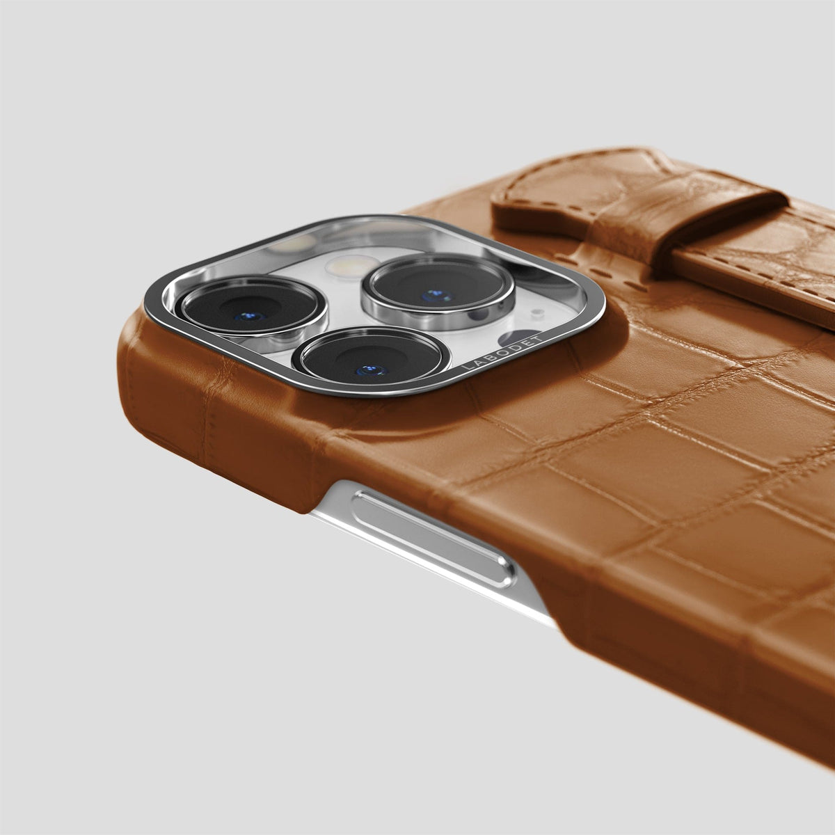 Honey iPhone 14 Pro Max Strap Case Alligator with Steel Metal -5 | Honey-Steel