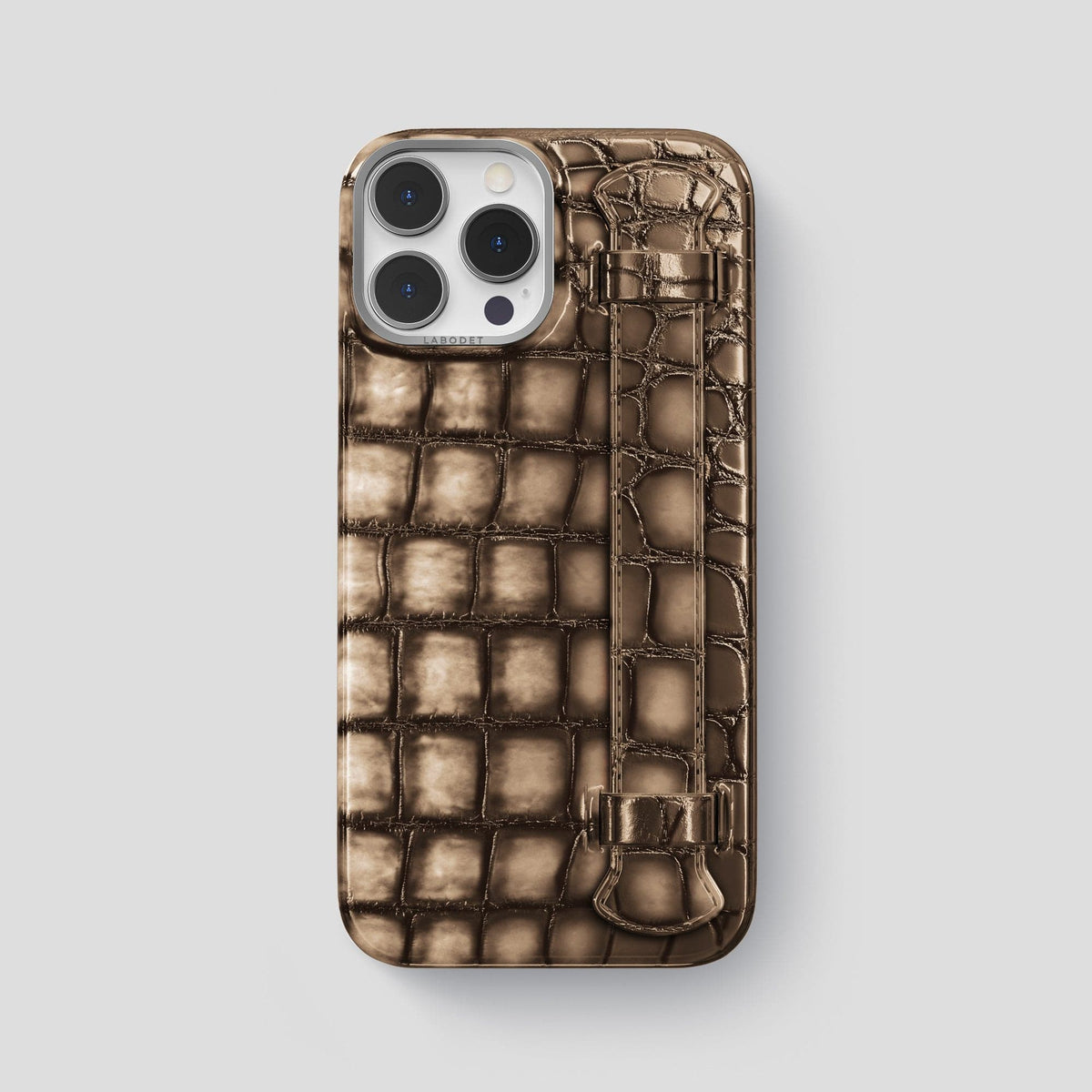 Etoupe iPhone 14 Pro Max Strap Case Patina Alligator with Steel Metal -1 | Etoupe-Steel
