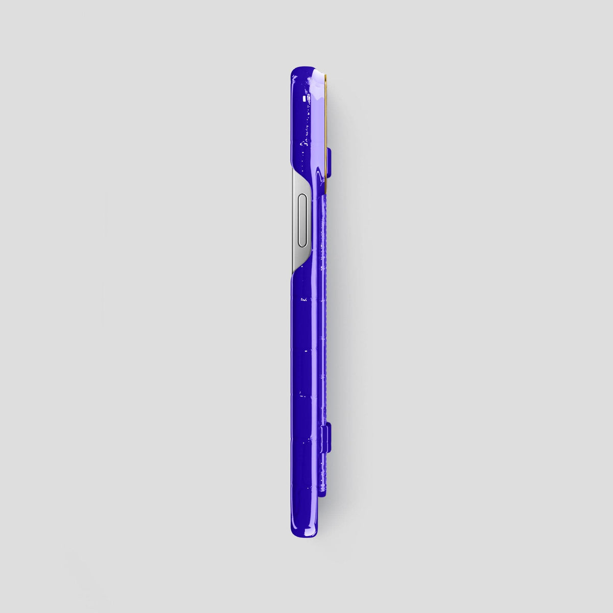 Royal Blue iPhone 14 Pro Max Strap Case Shiny Alligator with Gold Metal -3 | Royal-Blue-Gold