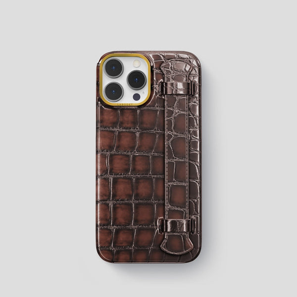 Handle Case For iPhone 14 Pro In Patina Alligator