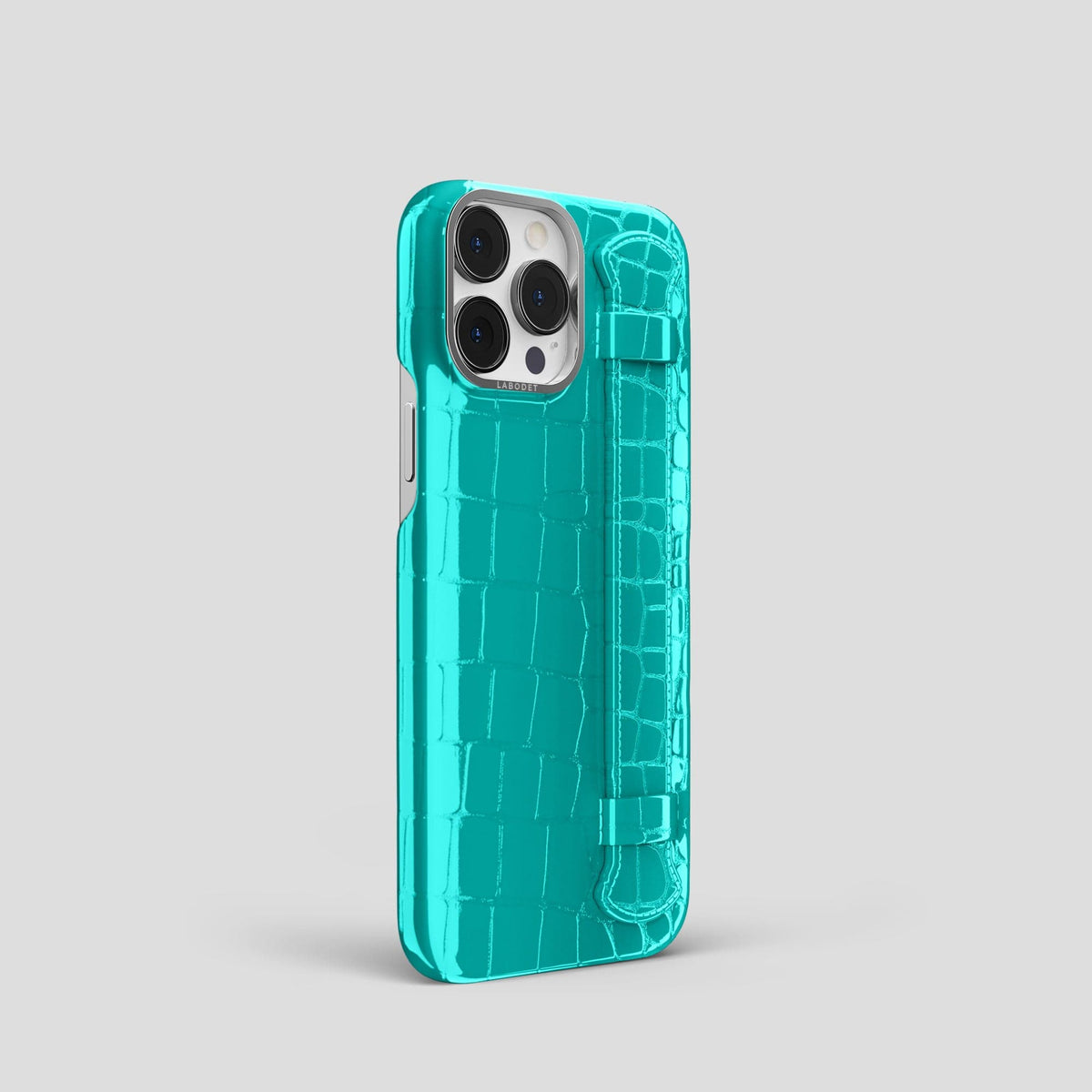 Mint iPhone 14 Pro Max Strap Case Shiny Alligator with Steel Metal -2 | Mint-Steel