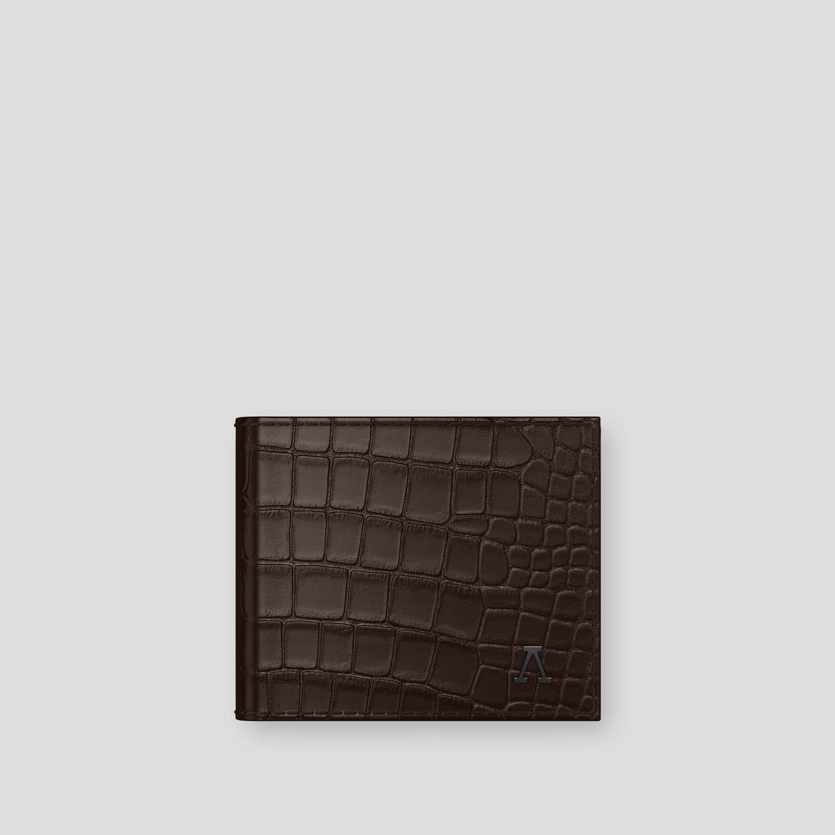 Dark Brown Wallet Case Alligator with Black Metal -1 | Dark-Brown-Black