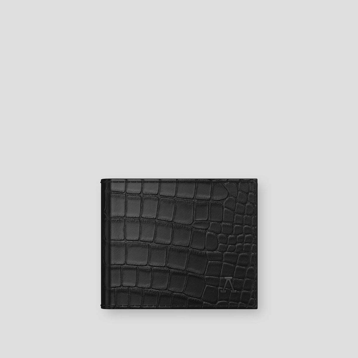 Black Wallet Case Alligator with Black Metal -1 | Black-Black