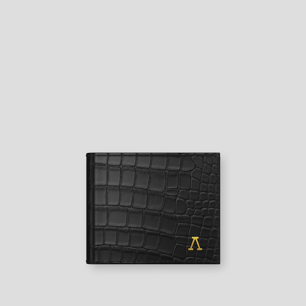 Black Wallet Case Alligator with Gold Metal -1 | Black-Gold