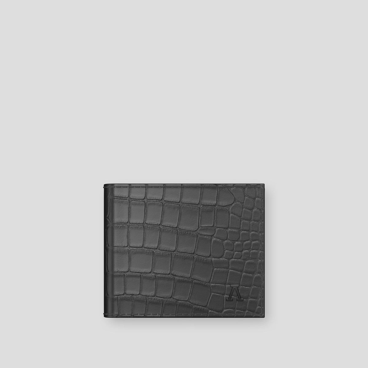 Grey Wallet Case Alligator with Black Metal -1 | Grey-Black