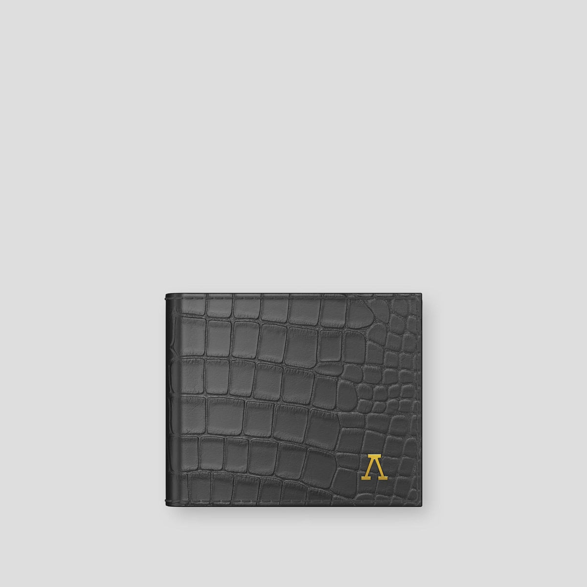 Grey Wallet Case Alligator with Gold Metal -1 | Grey-Gold
