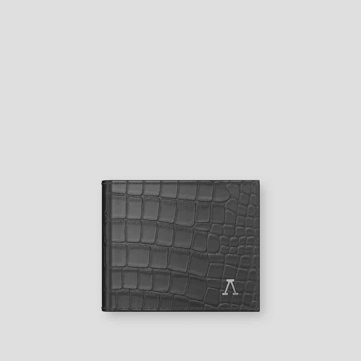 Grey Wallet Case Alligator with Steel Metal -1 | Grey-Steel