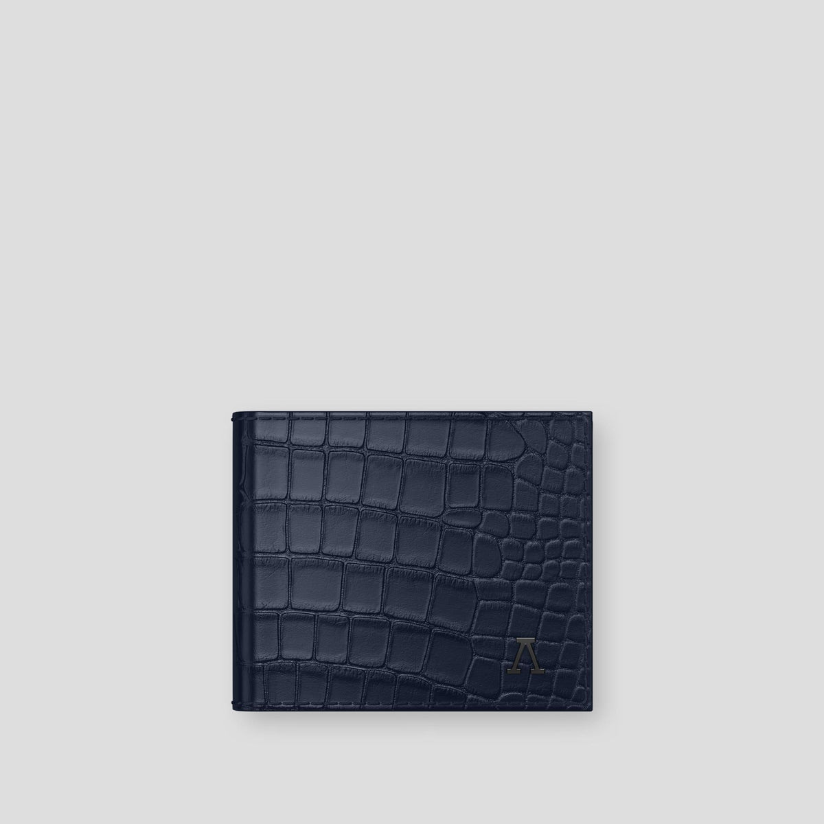 Navy Blue Wallet Case Alligator with Black Metal -1 | Navy-Blue-Black