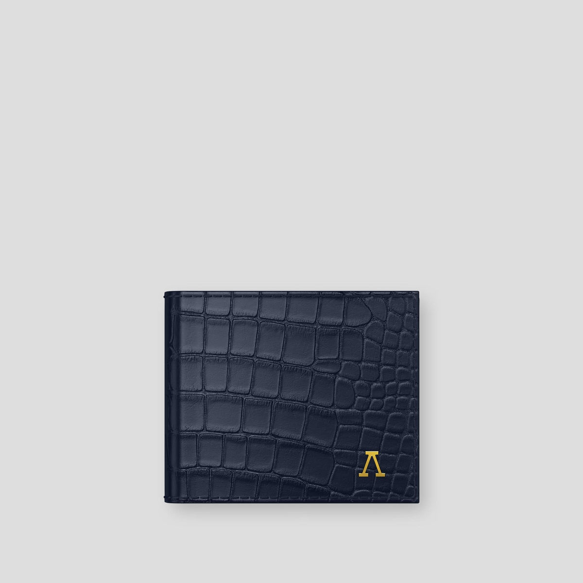Navy Blue Wallet Case Alligator with Gold Metal -1 | Navy-Blue-Gold