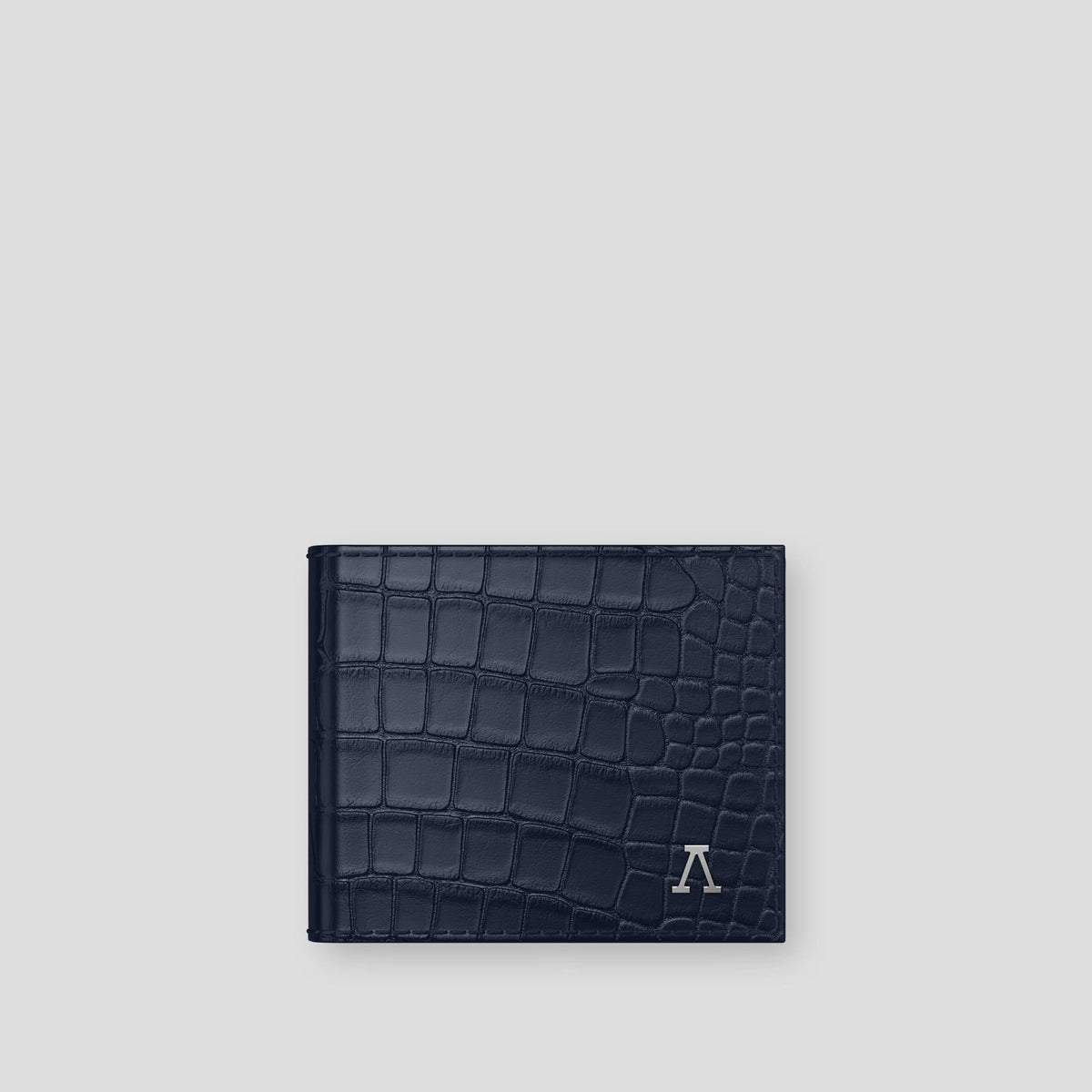 Navy Blue Wallet Case Alligator with Steel Metal -1 | Navy-Blue-Steel