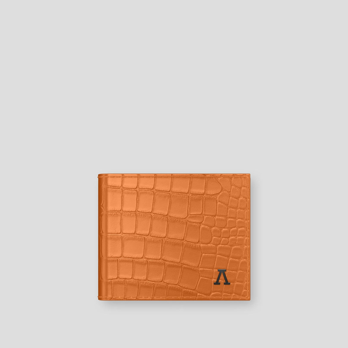 Orange Wallet Case Alligator with Black Metal -1 | Orange-Black