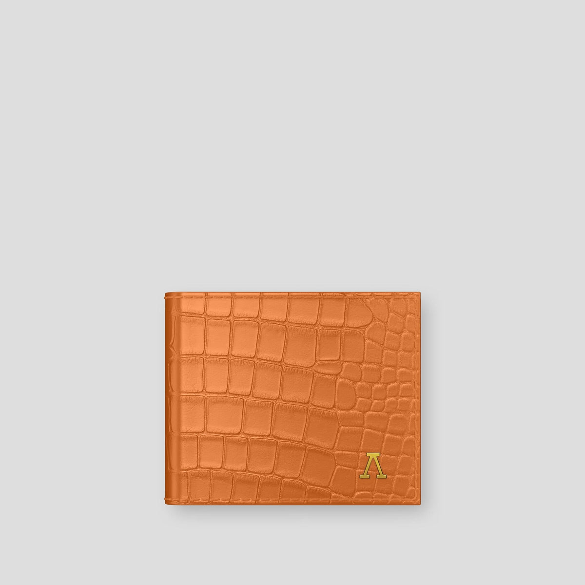 Orange Wallet Case Alligator with Gold Metal -1 | Orange-Gold