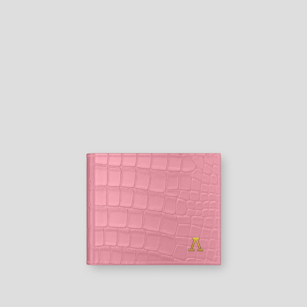 Pink Wallet Case Alligator with Gold Metal -1 | Pink-Gold