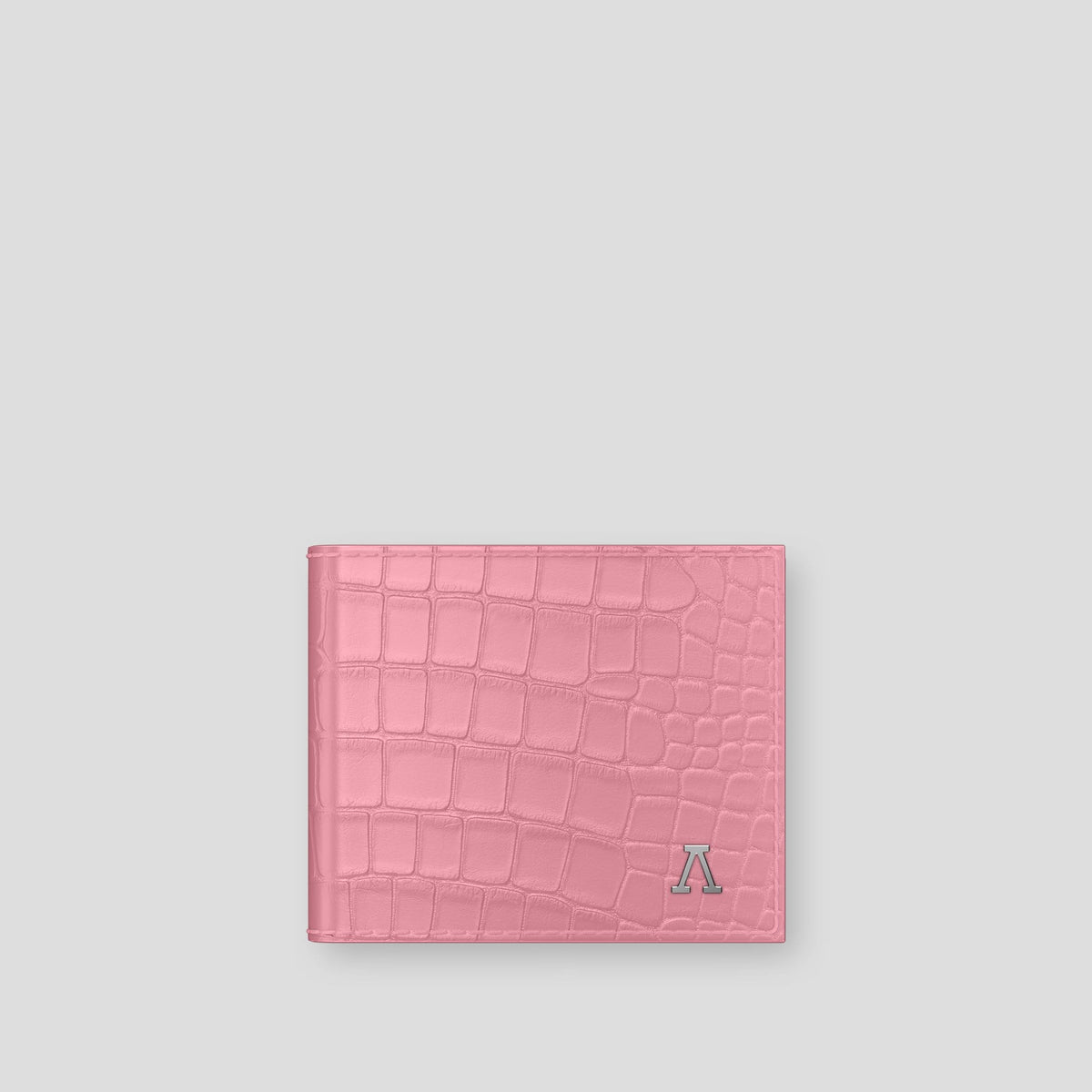 Pink Wallet Case Alligator with Steel Metal -1 | Pink-Steel