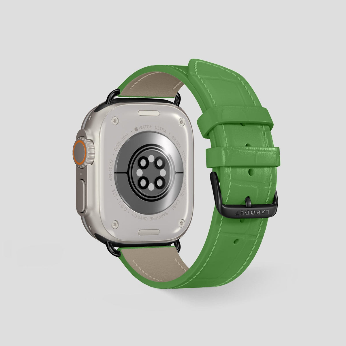 Apple-Green Apple Watch Ultra Classic Strap Alligator with Black Metal -2 | Apple-Green-Black