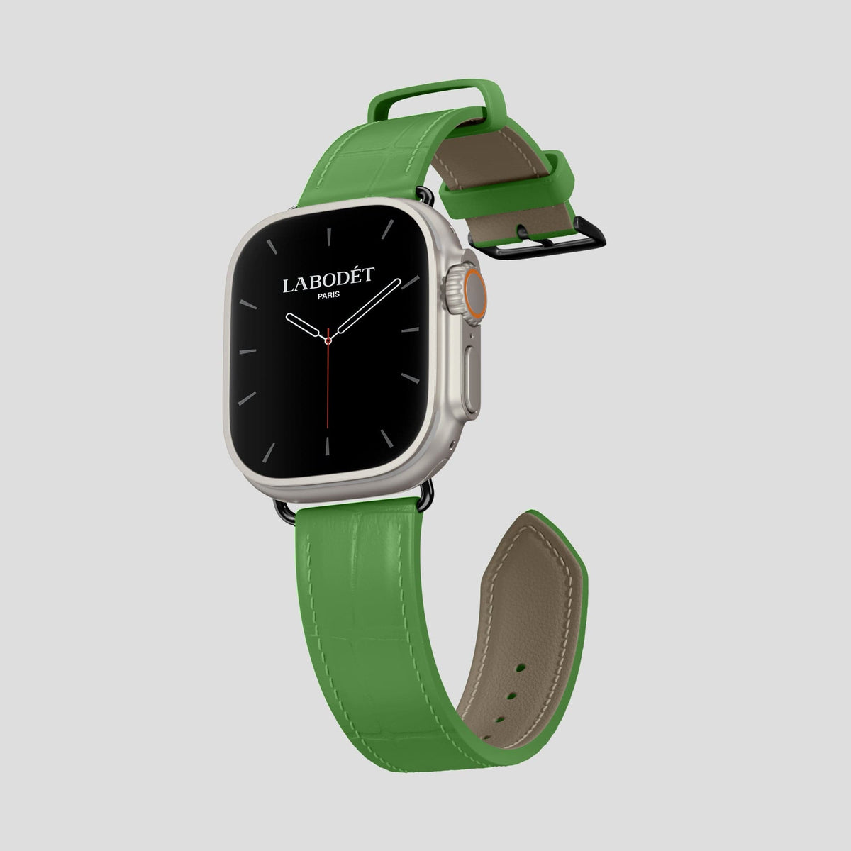 Apple-Green Apple Watch Ultra Classic Strap Alligator with Black Metal -3 | Apple-Green-Black