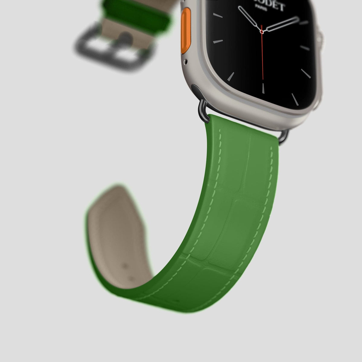 Apple-Green Apple Watch Ultra Classic Strap Alligator with Black Metal -5 | Apple-Green-Black