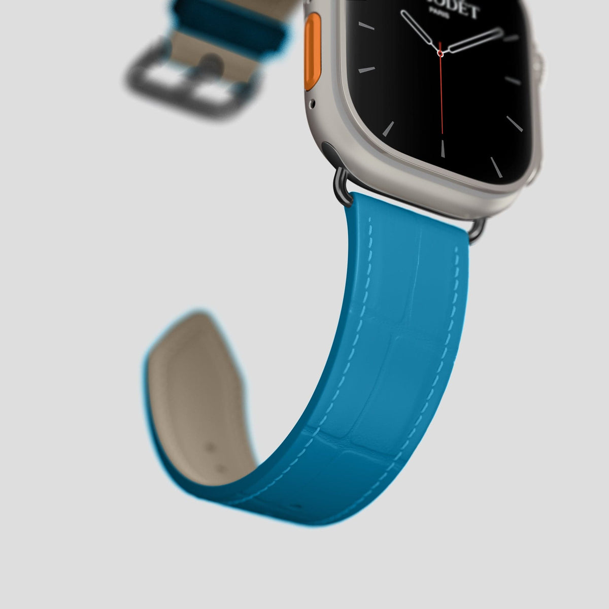 Curaçao-Blue Apple Watch Ultra Classic Strap Alligator with Black Metal -5 | Curaçao-Blue-Black