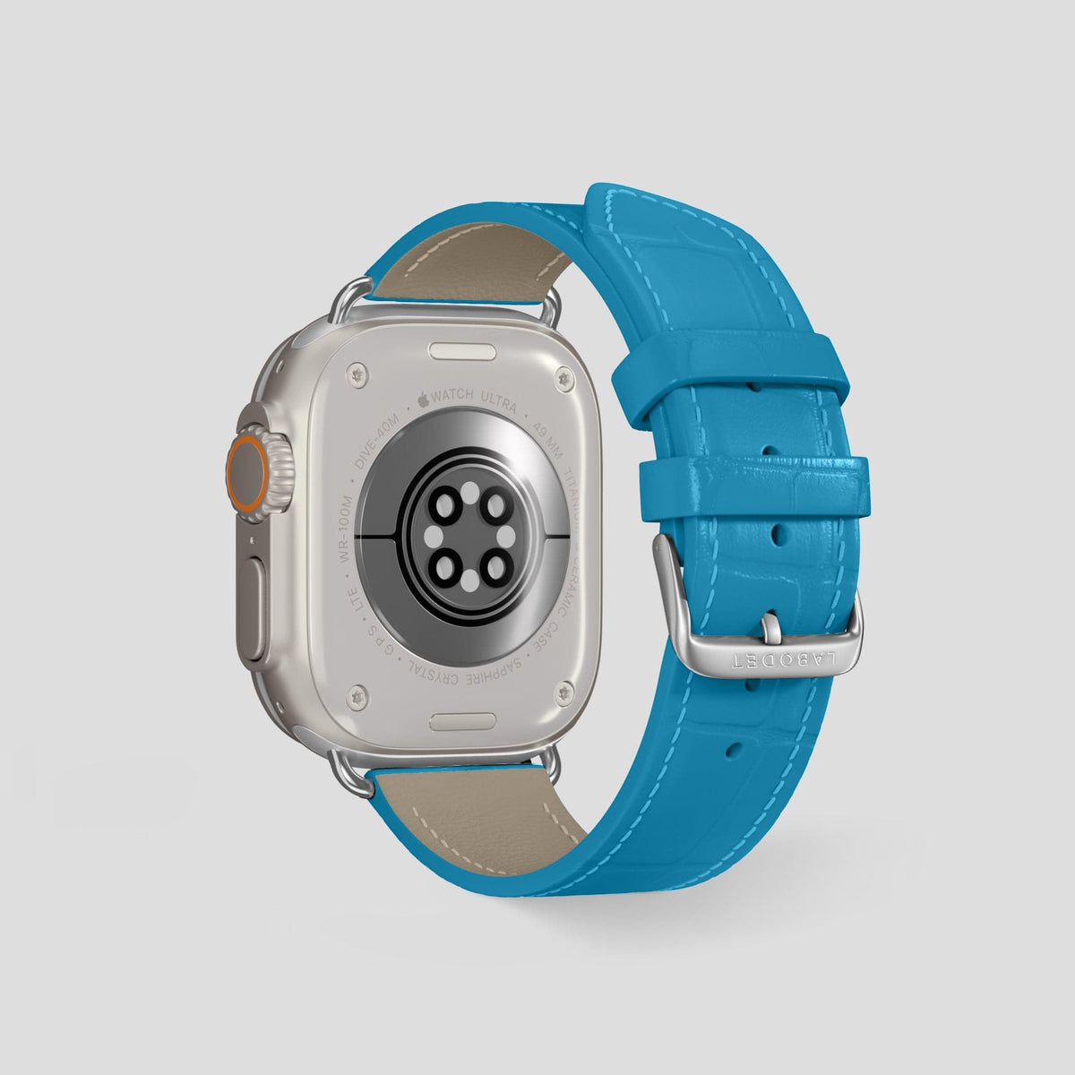 Curaçao-Blue Apple Watch Ultra Classic Strap Alligator with Steel Metal -2 | Curaçao-Blue-Steel