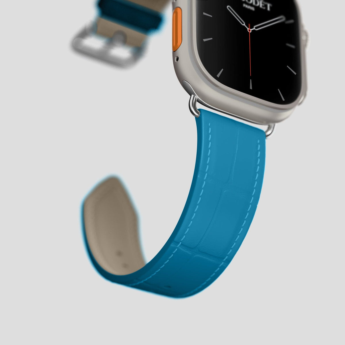 Curaçao-Blue Apple Watch Ultra Classic Strap Alligator with Steel Metal -5 | Curaçao-Blue-Steel