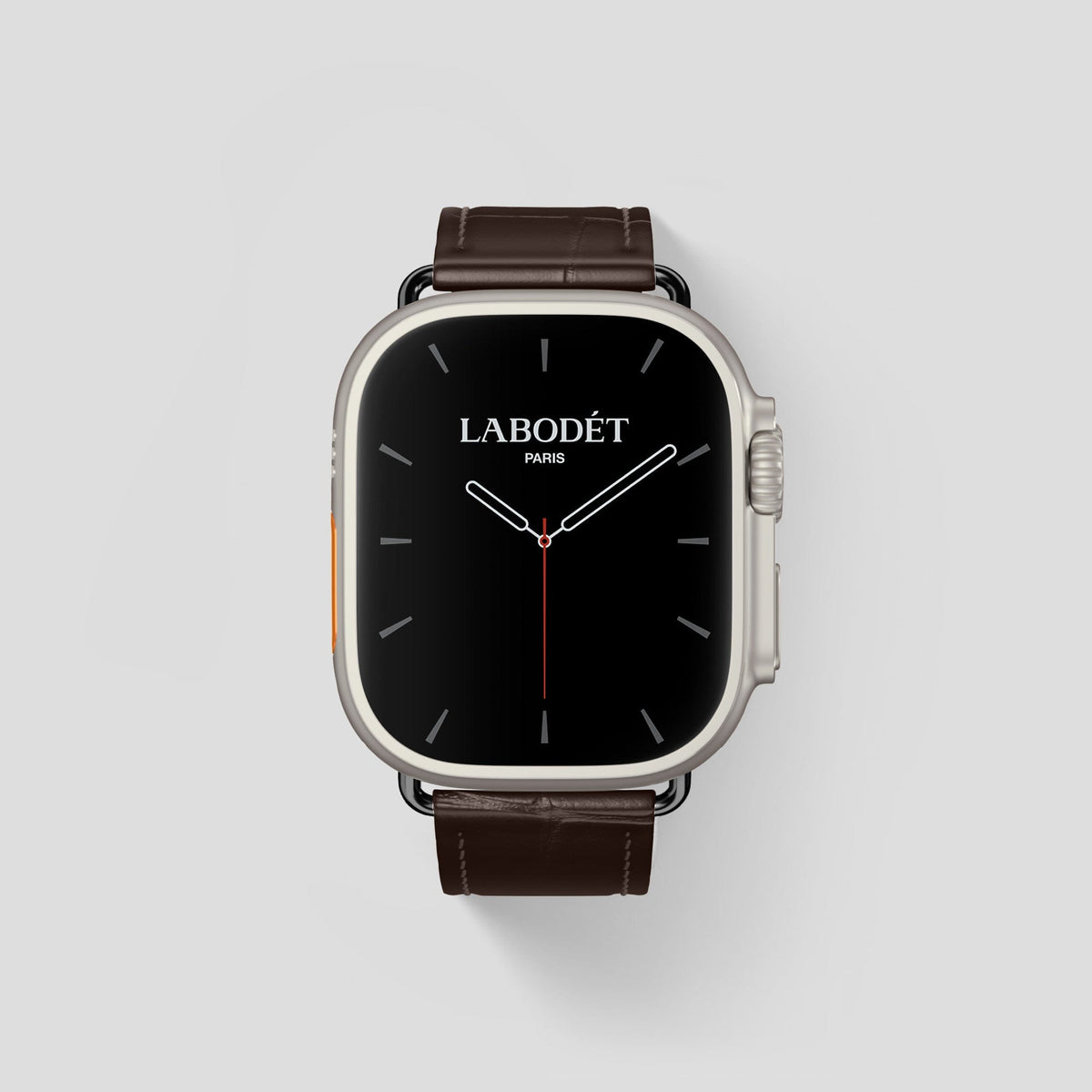 Dark Brown Apple Watch Ultra Classic Strap Alligator with Black Metal -1 | Dark-Brown-Black
