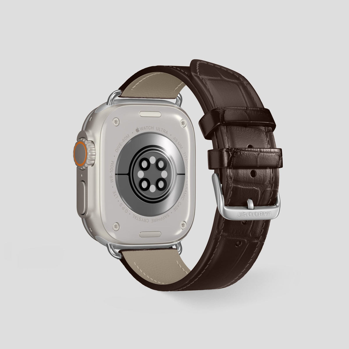 Dark Brown Apple Watch Ultra Classic Strap Alligator with Steel Metal -2 | Dark-Brown-Steel