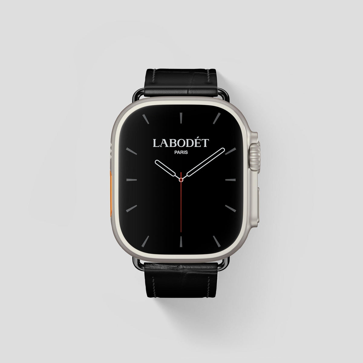 Black Apple Watch Ultra Classic Strap Alligator with Black Metal -1 | Black-Black