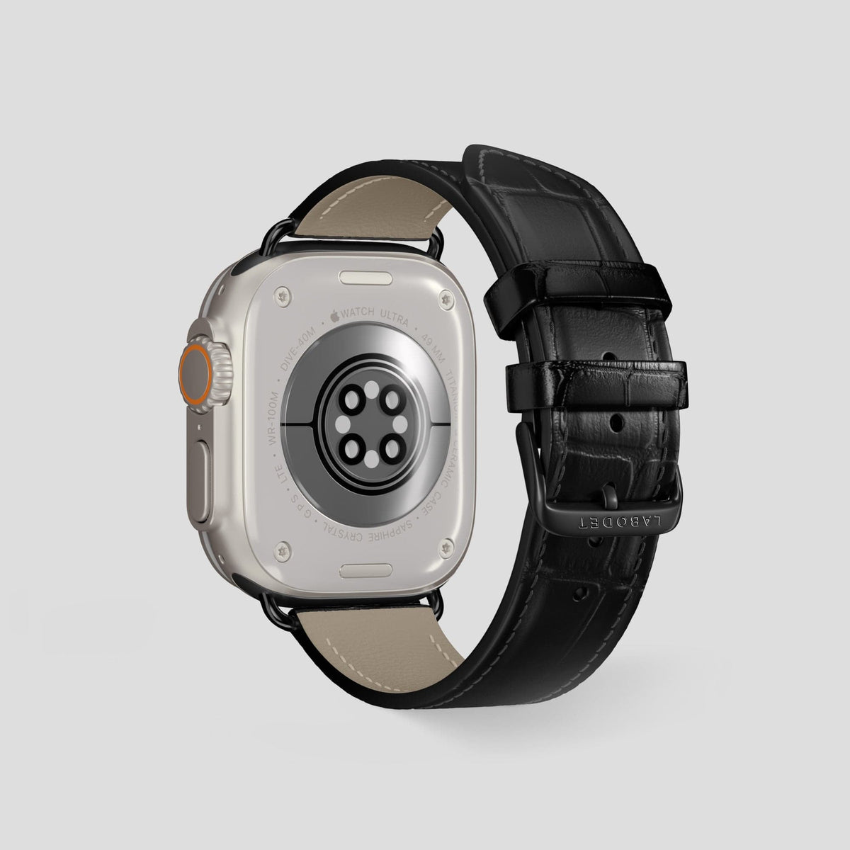 Black Apple Watch Ultra Classic Strap Alligator with Black Metal -2 | Black-Black
