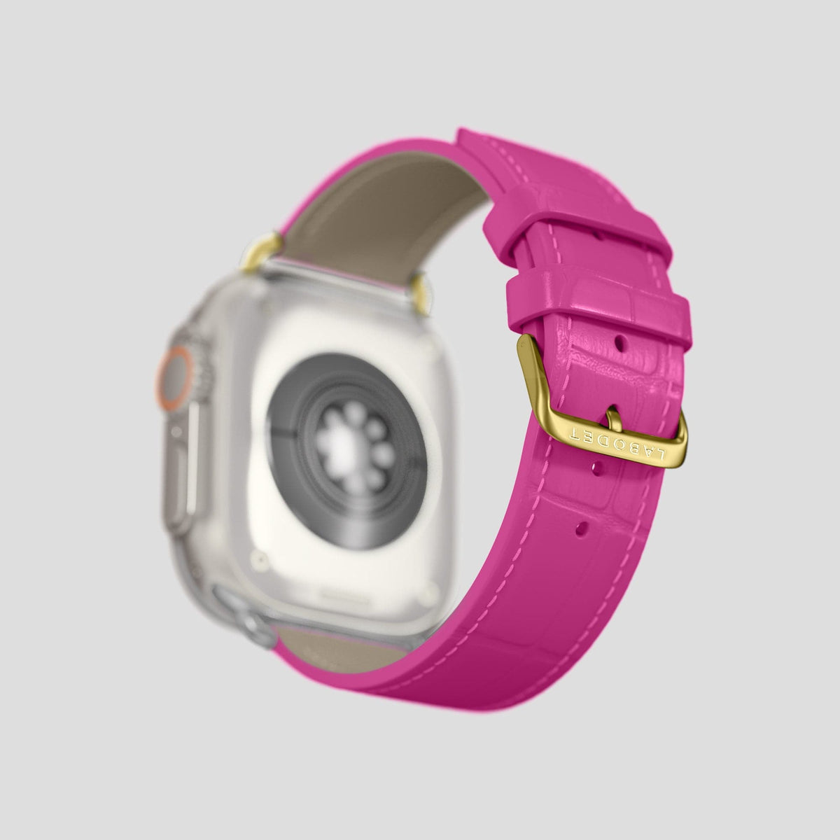 Fuchsia Apple Watch Ultra Classic Strap Alligator with Gold Metal -4 | Fuchsia-Gold