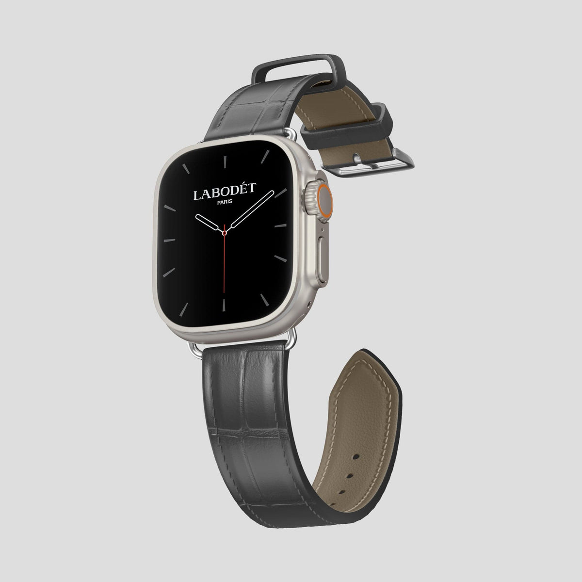 Grey Apple Watch Ultra Classic Strap Alligator with Steel Metal -3 | Grey-Steel