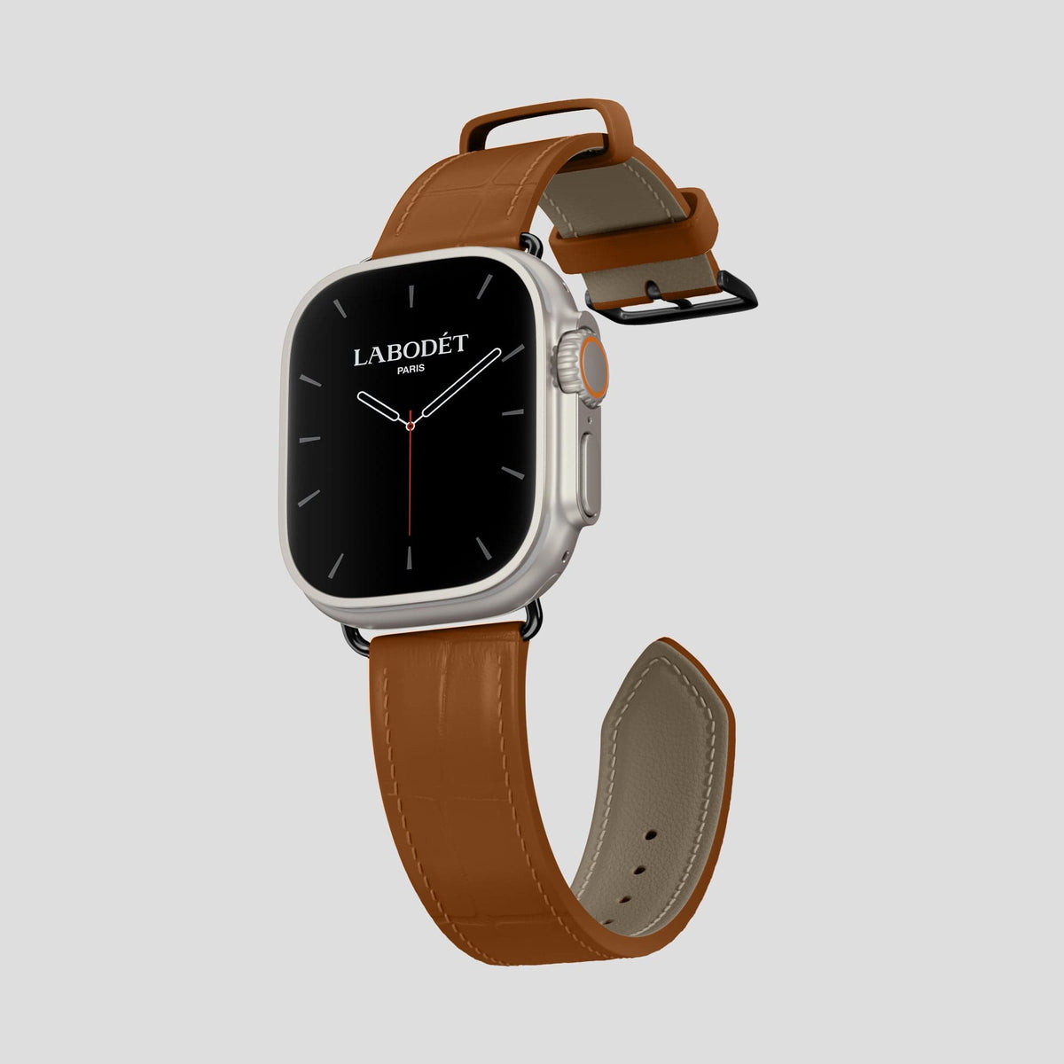 Honey Apple Watch Ultra Classic Strap Alligator with Black Metal -3 | Honey-Black