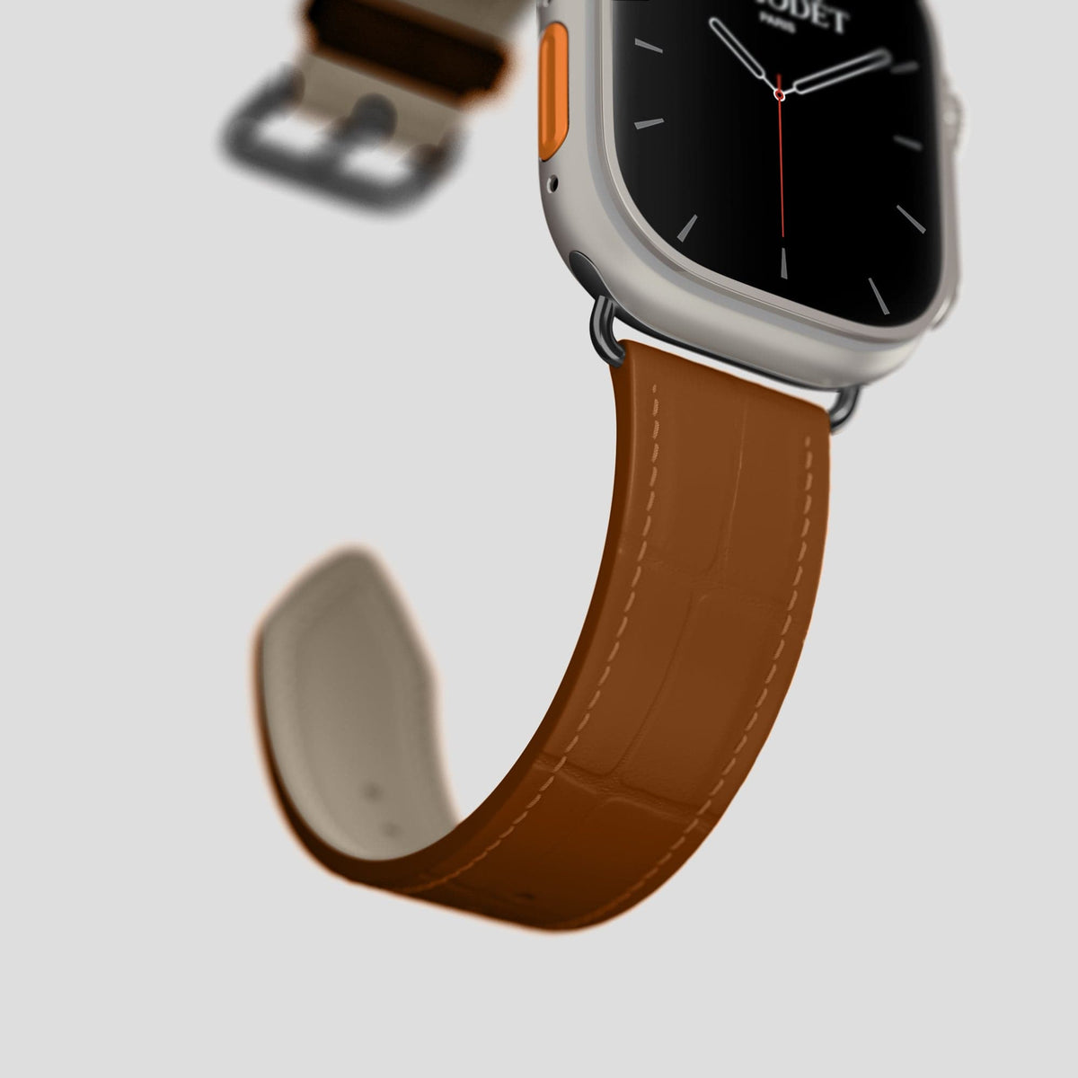 Honey Apple Watch Ultra Classic Strap Alligator with Black Metal -5 | Honey-Black