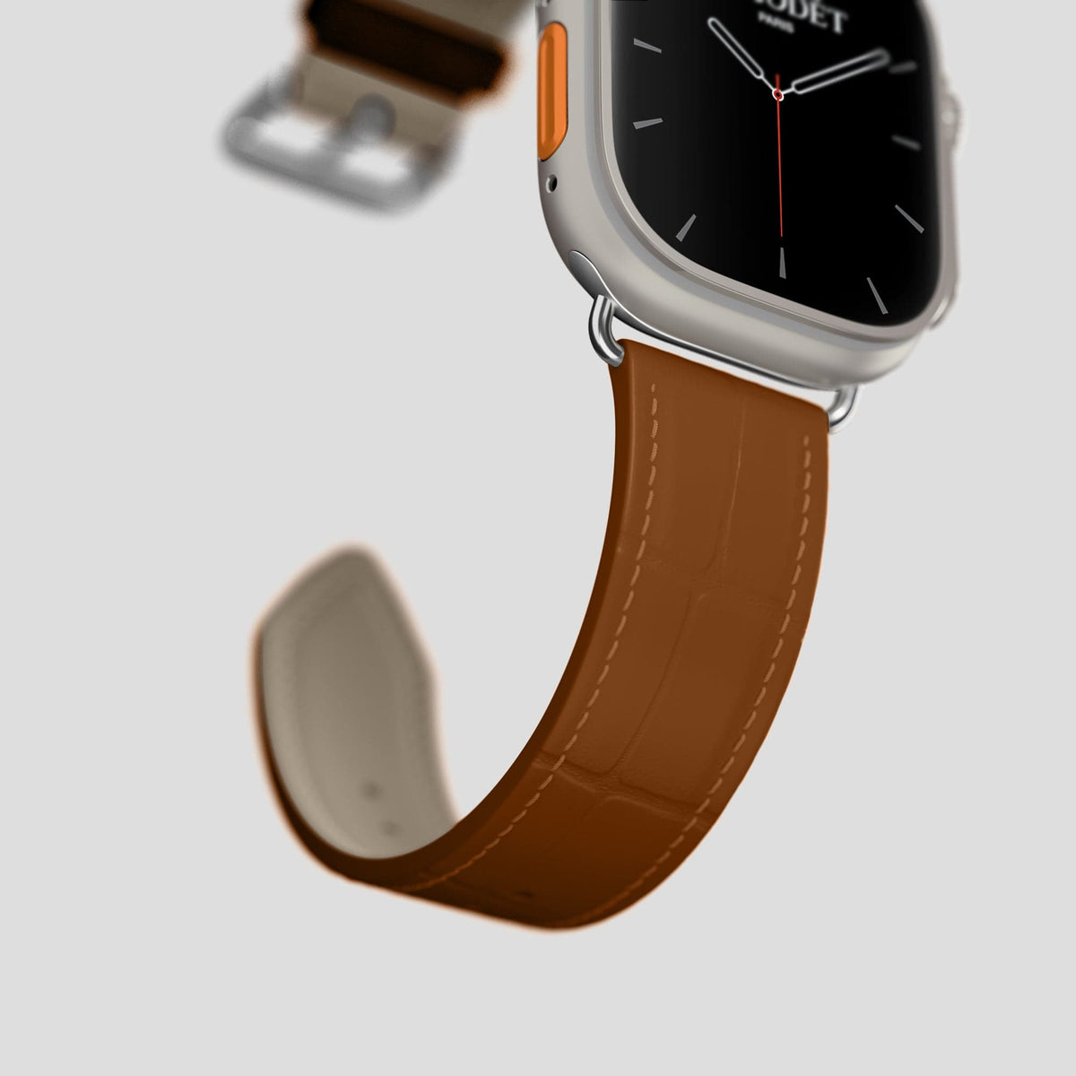 Honey Apple Watch Ultra Classic Strap Alligator with Steel Metal -5 | Honey-Steel