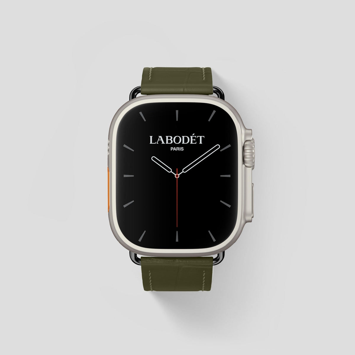 Kaki-Green Apple Watch Ultra Classic Strap Alligator with Black Metal -1 | Kaki-Green-Black