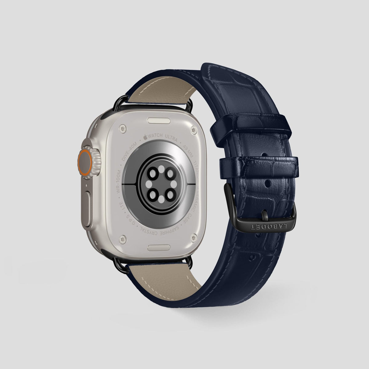 Navy Blue Apple Watch Ultra Classic Strap Alligator with Black Metal -2 | Navy-Blue-Black
