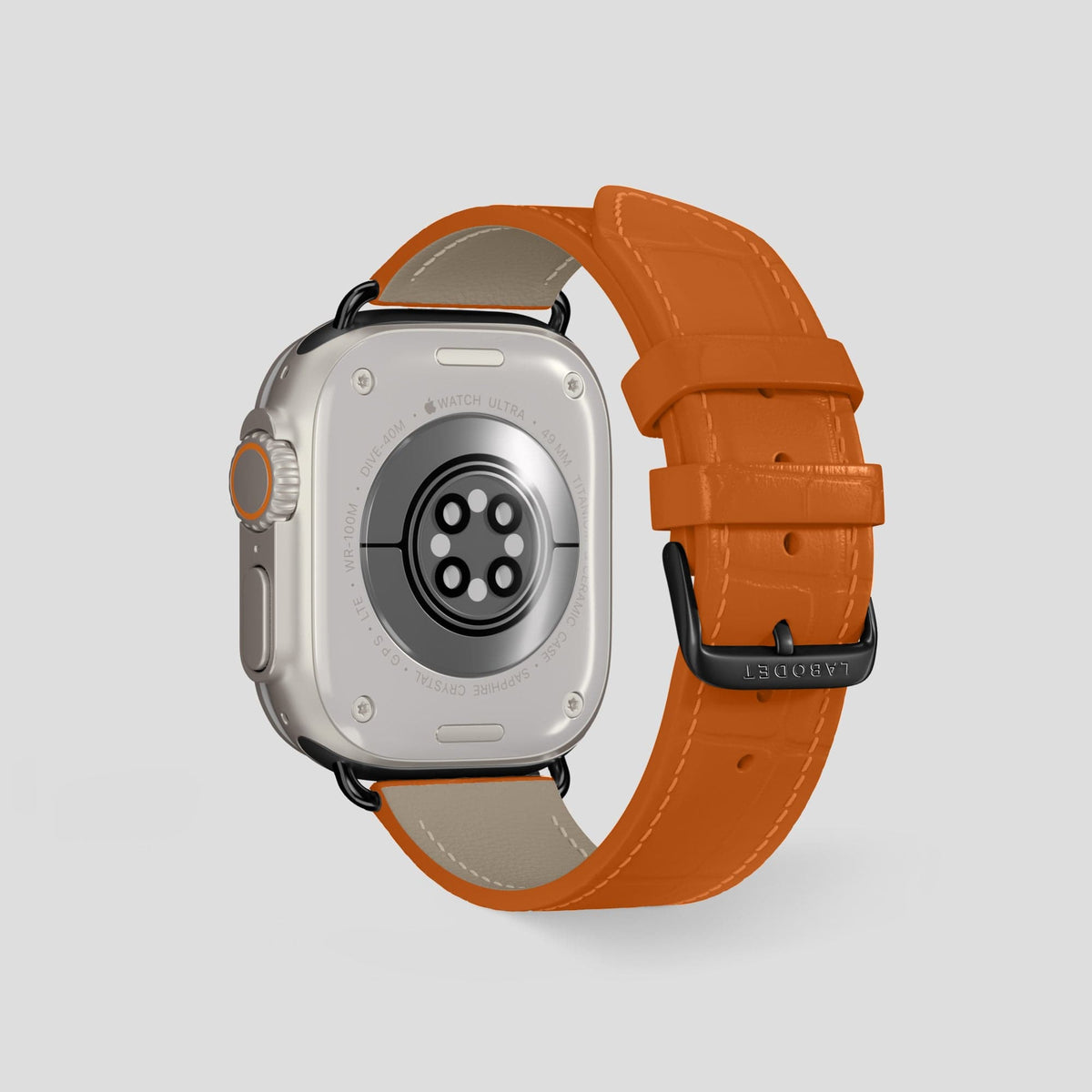 Orange Apple Watch Ultra Classic Strap Alligator with Black Metal -2 | Orange-Black