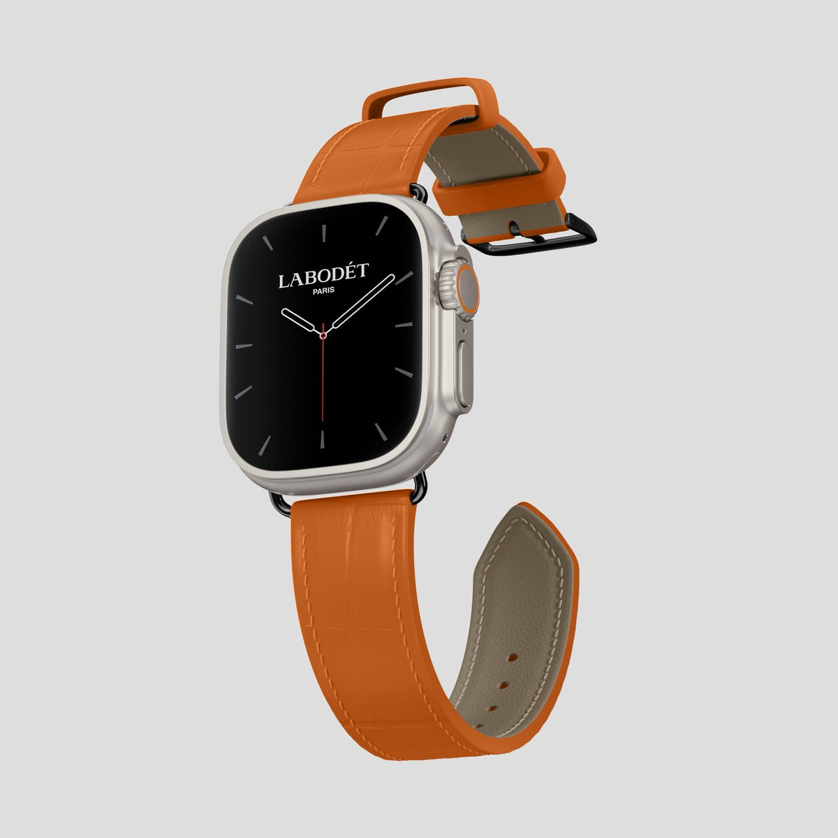Orange Apple Watch Ultra Classic Strap Alligator with Black Metal -3 | Orange-Black
