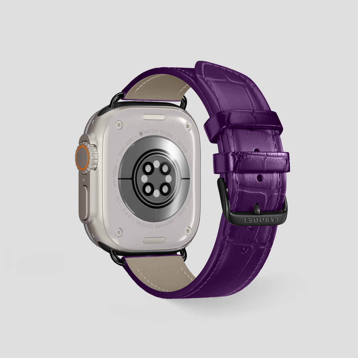 Purple Apple Watch Ultra Classic Strap Alligator with Black Metal -2 | Purple-Black
