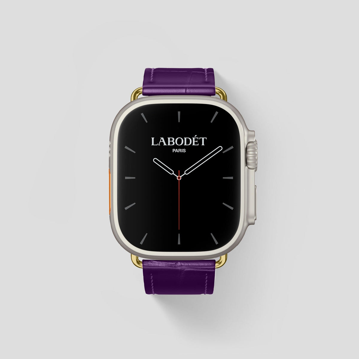 Purple Apple Watch Ultra Classic Strap Alligator with Gold Metal -1 | Purple-Gold