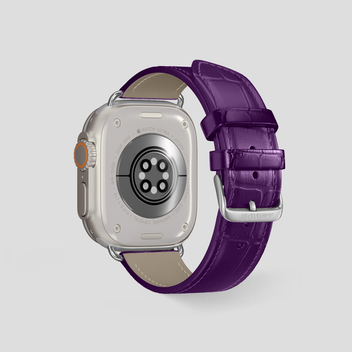 Purple Apple Watch Ultra Classic Strap Alligator with Steel Metal -2 | Purple-Steel