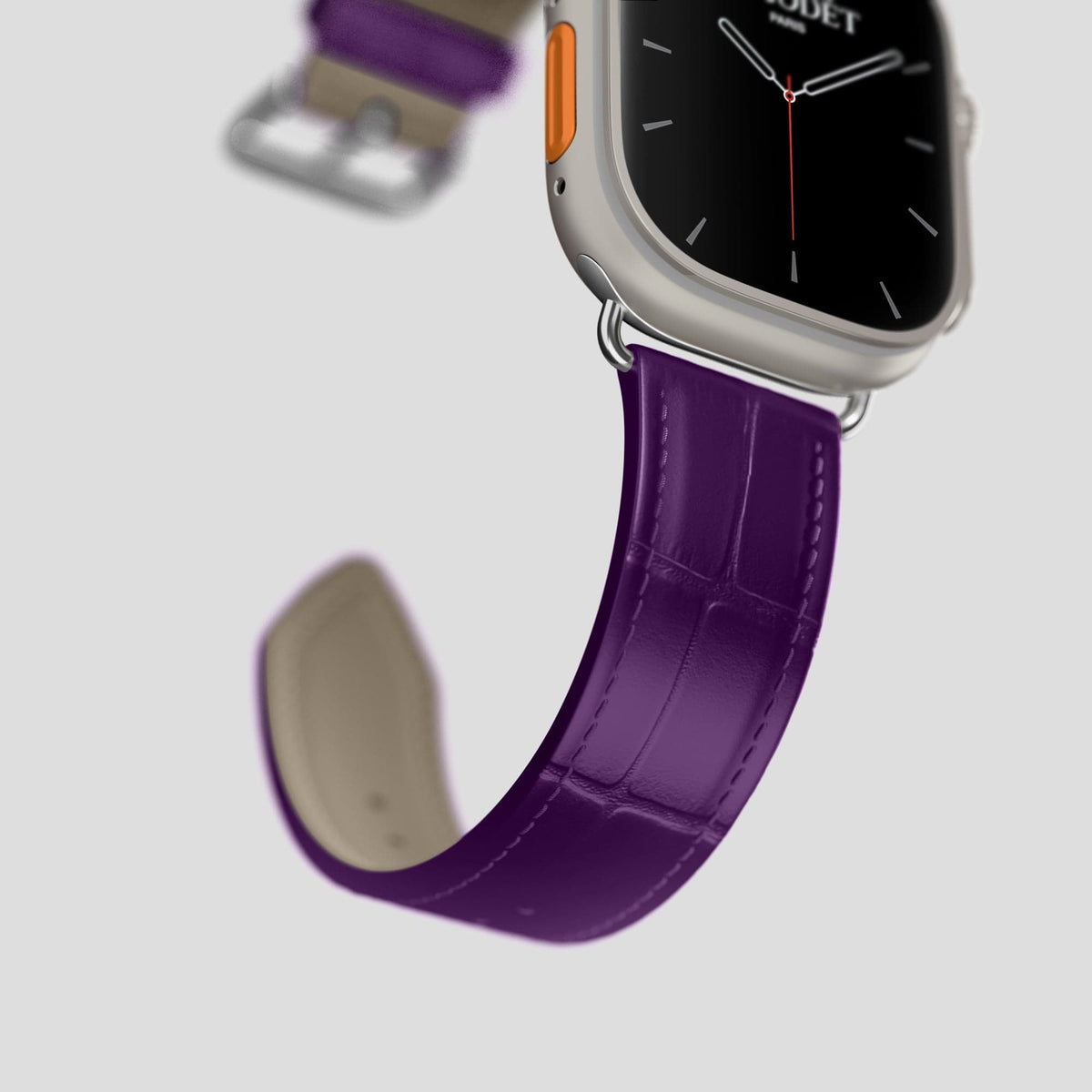 Purple Apple Watch Ultra Classic Strap Alligator with Steel Metal -5 | Purple-Steel