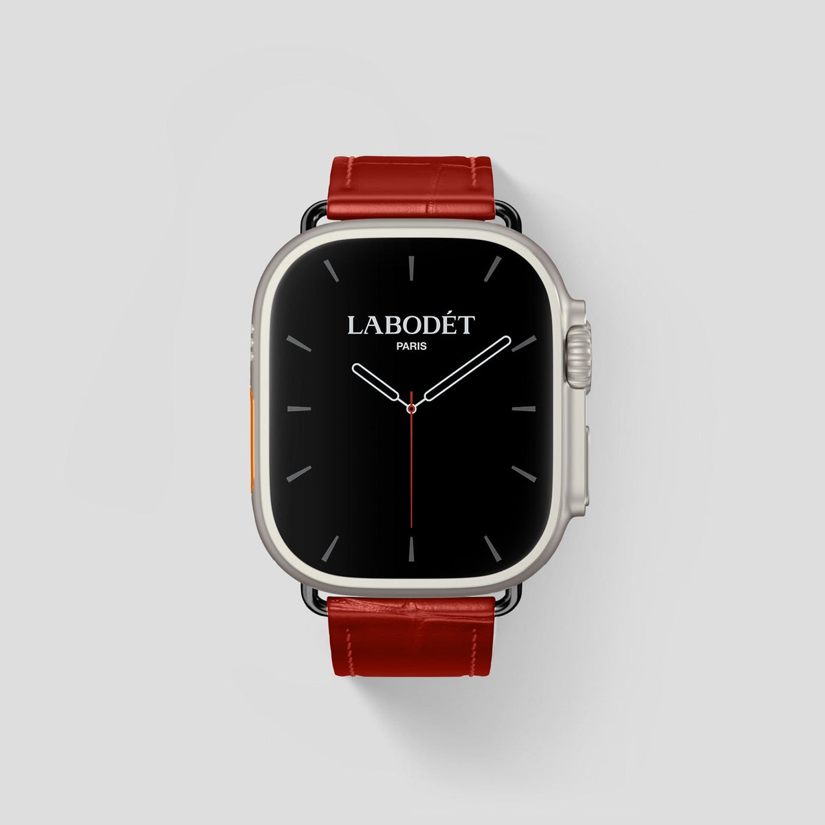 Red Apple Watch Ultra Classic Strap Alligator with Black Metal -1 | Red-Black