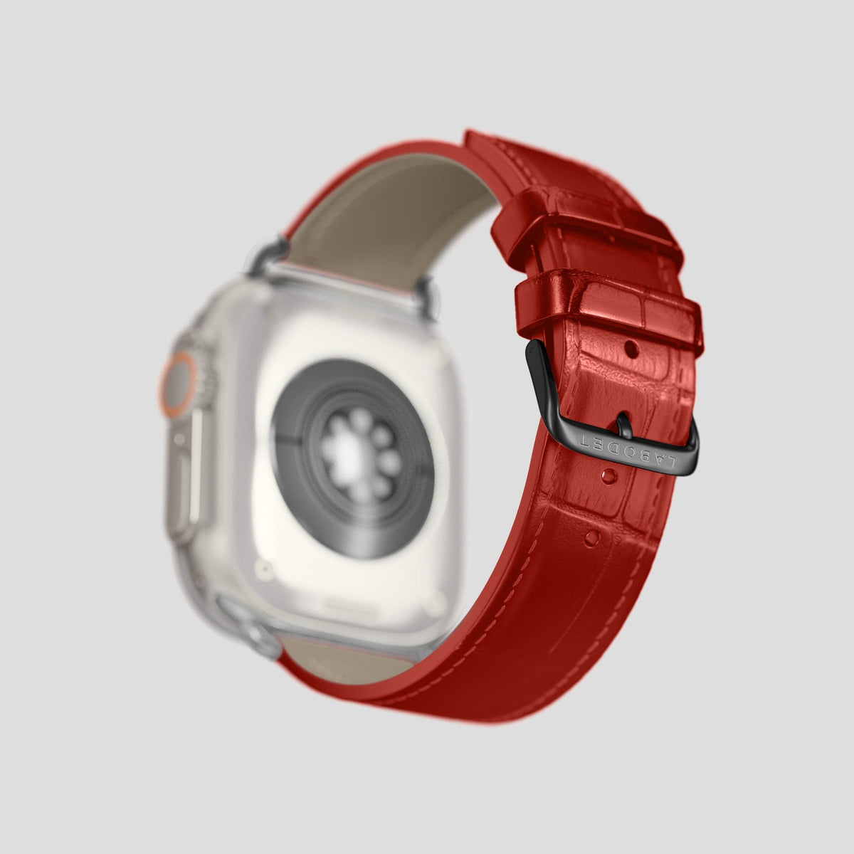 Red Apple Watch Ultra Classic Strap Alligator with Black Metal -4 | Red-Black