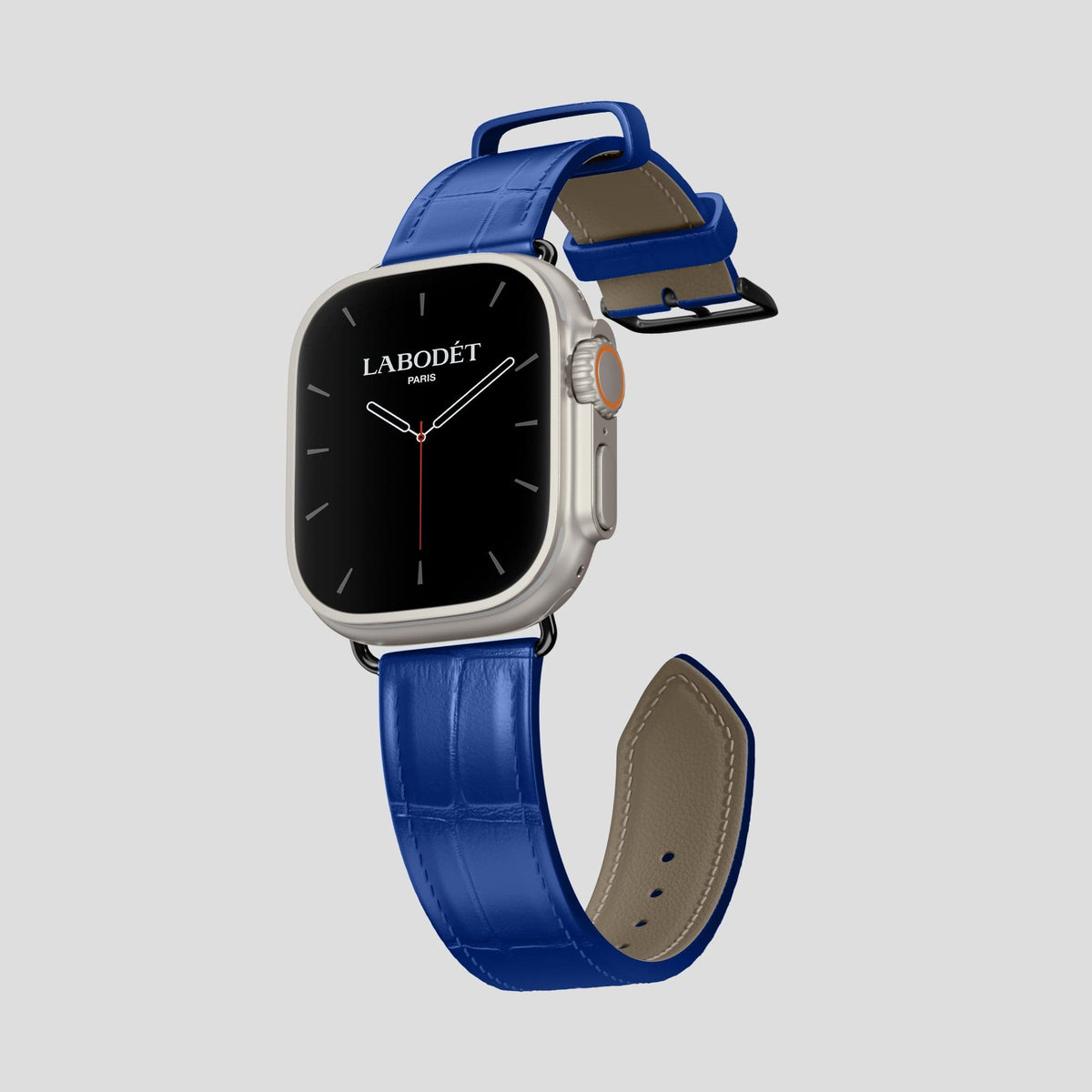 Royal Blue Apple Watch Ultra Classic Strap Alligator with Black Metal -3 | Royal-Blue-Black