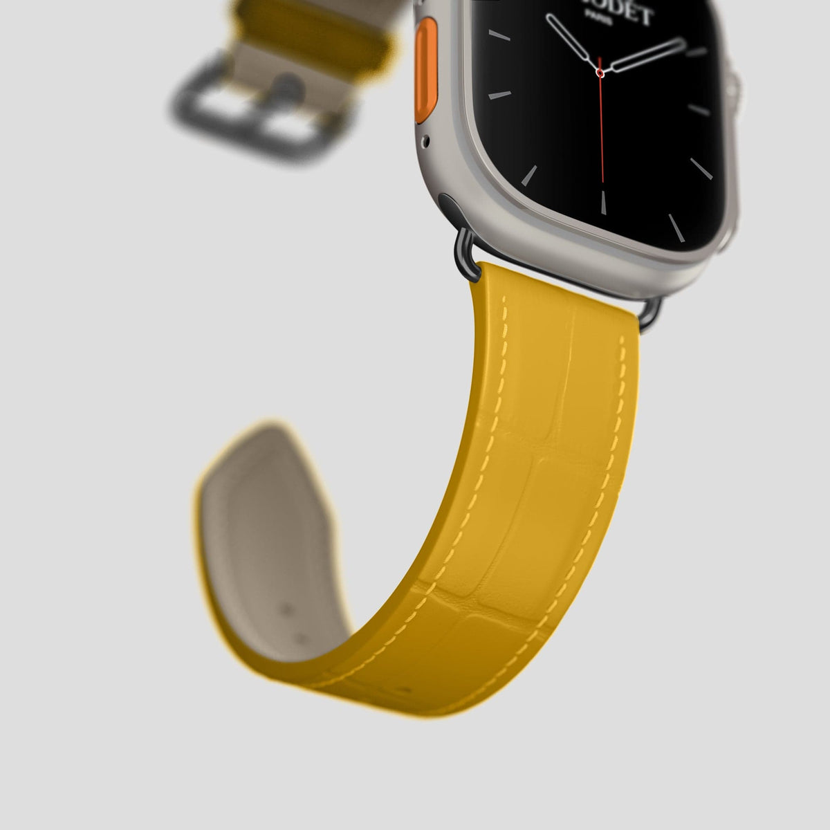 Yellow Apple Watch Ultra Classic Strap Alligator with Black Metal -5 | Yellow-Black