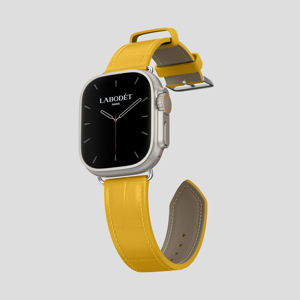 Yellow Apple Watch Ultra Classic Strap Alligator with Steel Metal -3 | Yellow-Steel