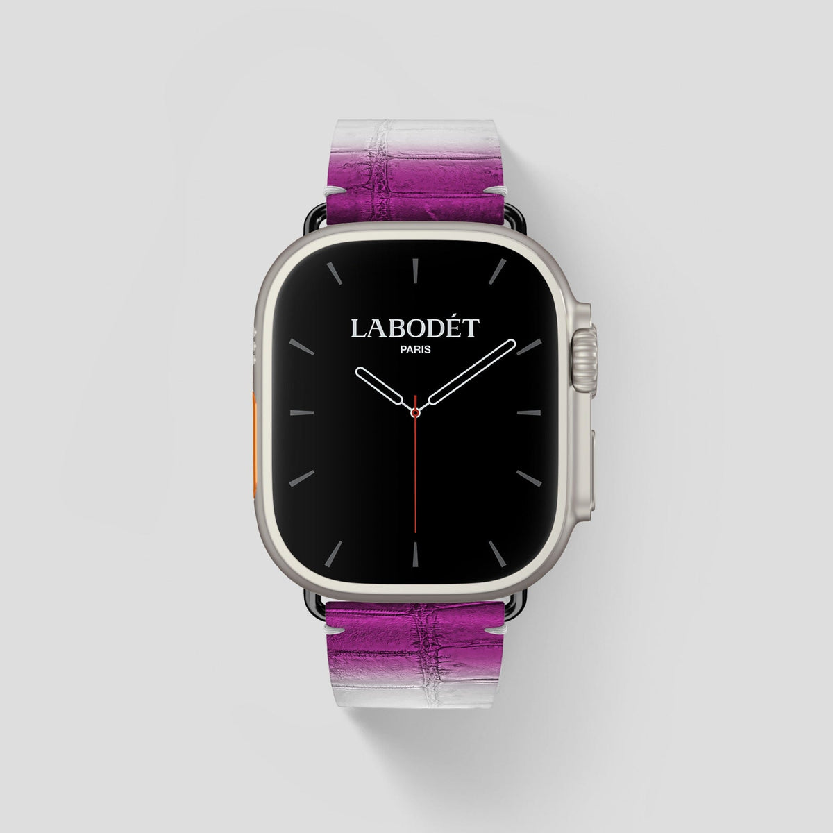 Fuchsia Apple Watch Ultra Classic Strap Himalayan Crocodile with Black Metal -1 | Fuchsia-Black