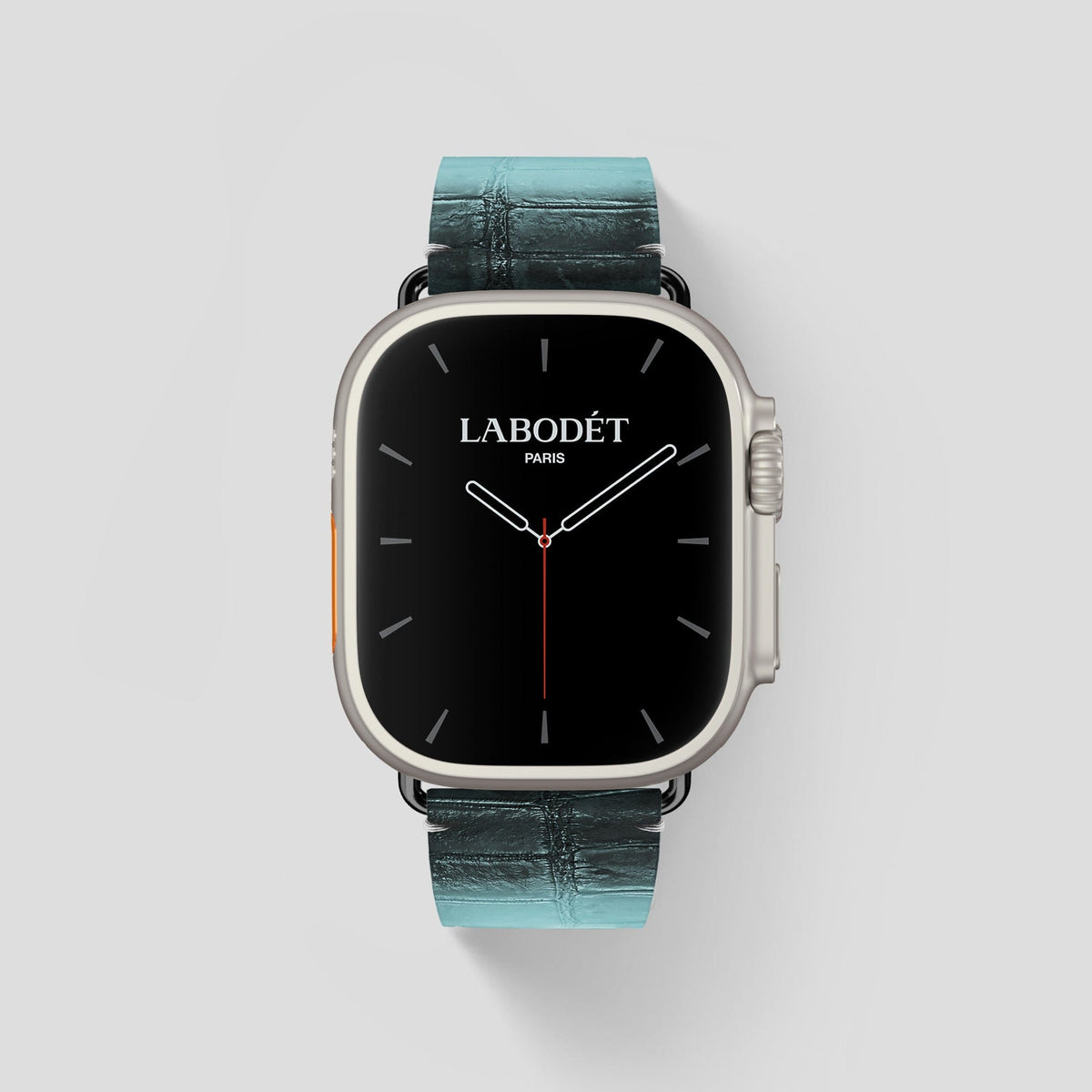 Light-Mint Apple Watch Ultra Classic Strap Himalayan Crocodile with Black Metal -1 | Light-Mint-Black